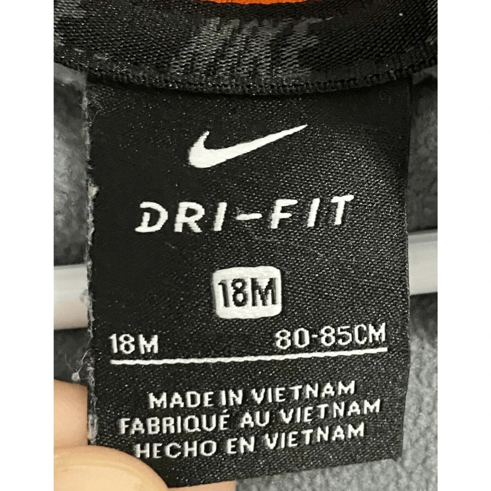 Nike Dri-Fit Camo Zip Up Sweatshirt Baby Infant 18m Black Gray Neon Orange